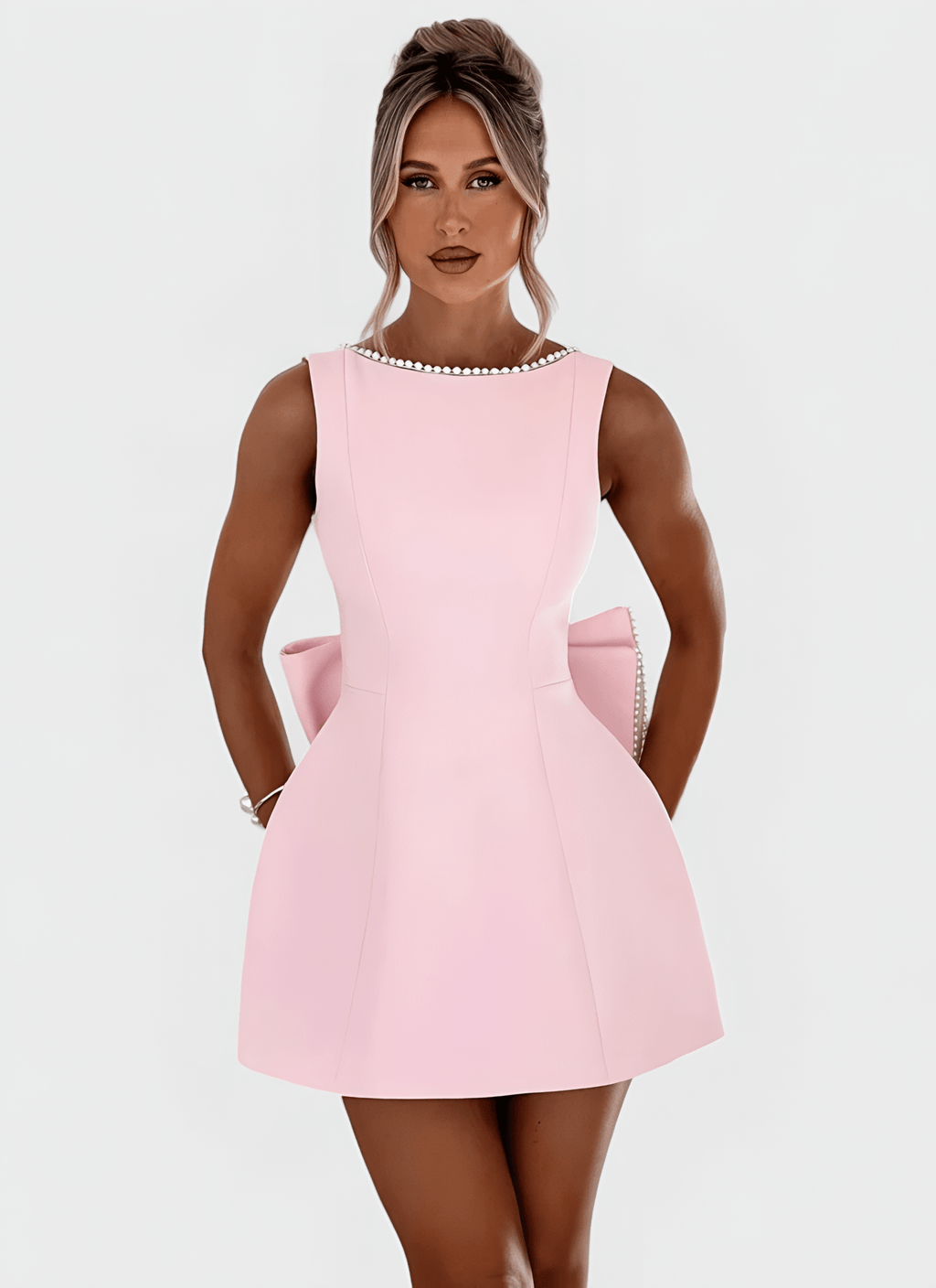 ARIA O-NECK A-LINE MINI DRESS