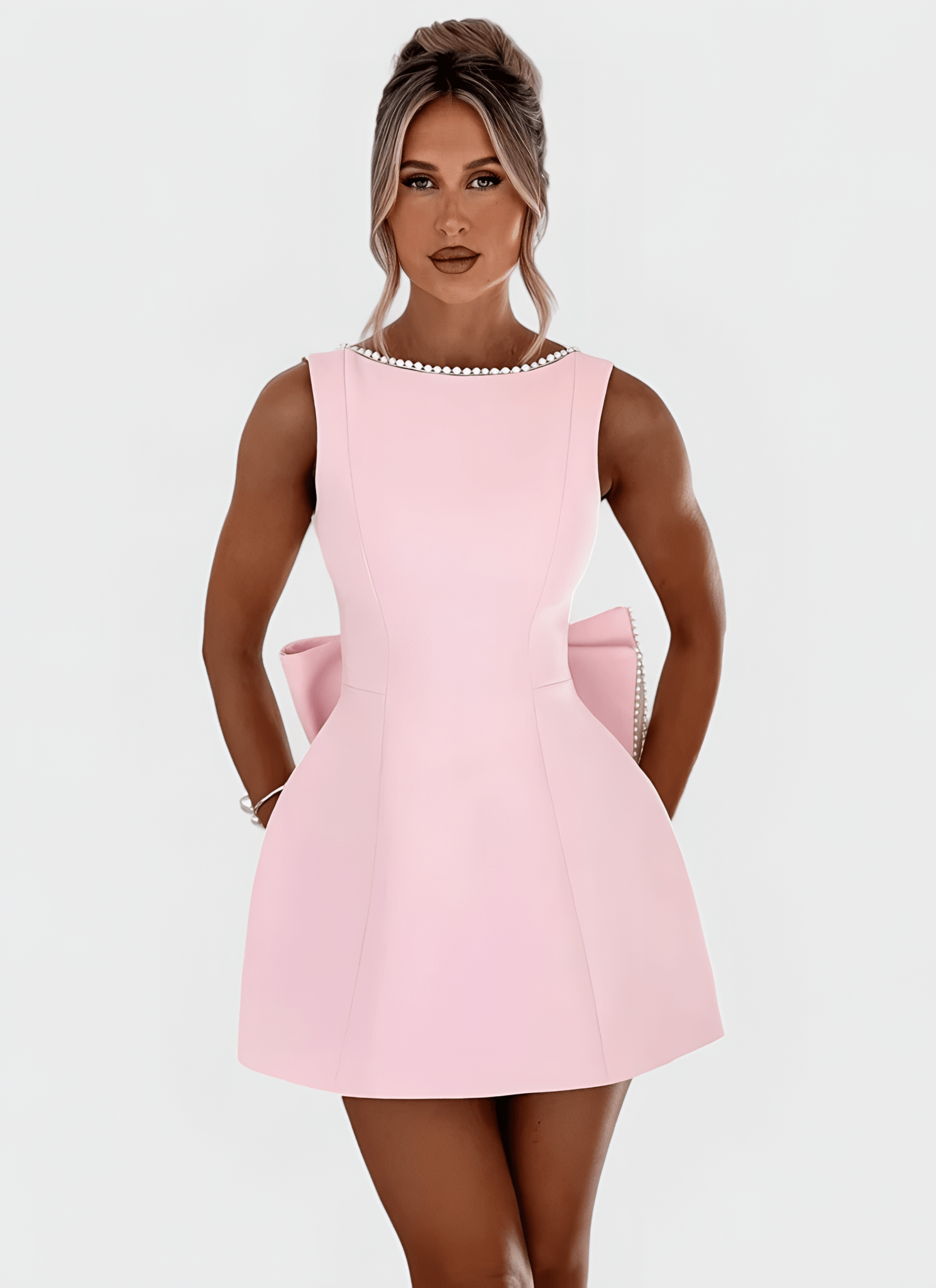 ARIA O-NECK A-LINE MINI DRESS