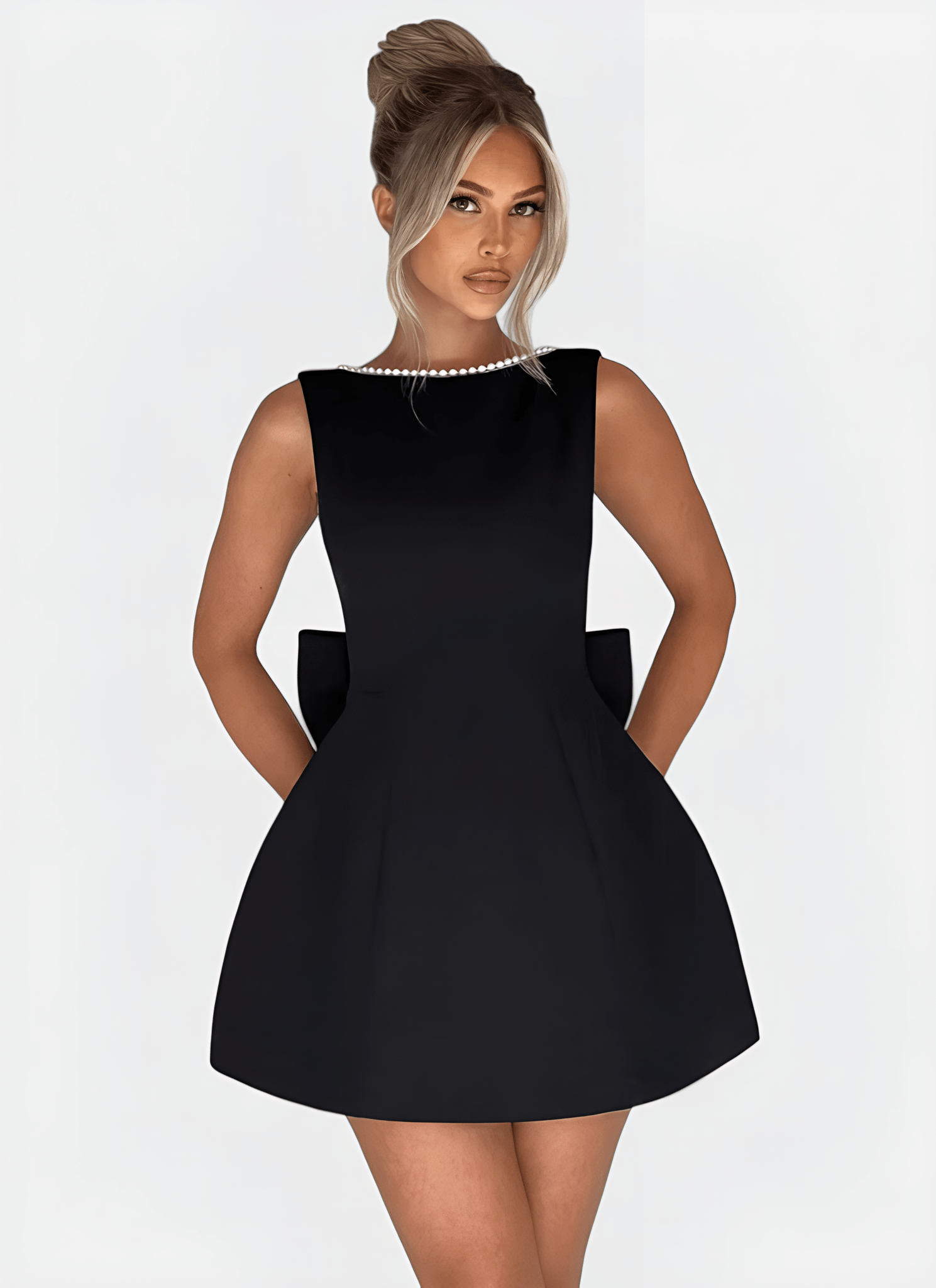 ARIA O-NECK A-LINE MINI DRESS