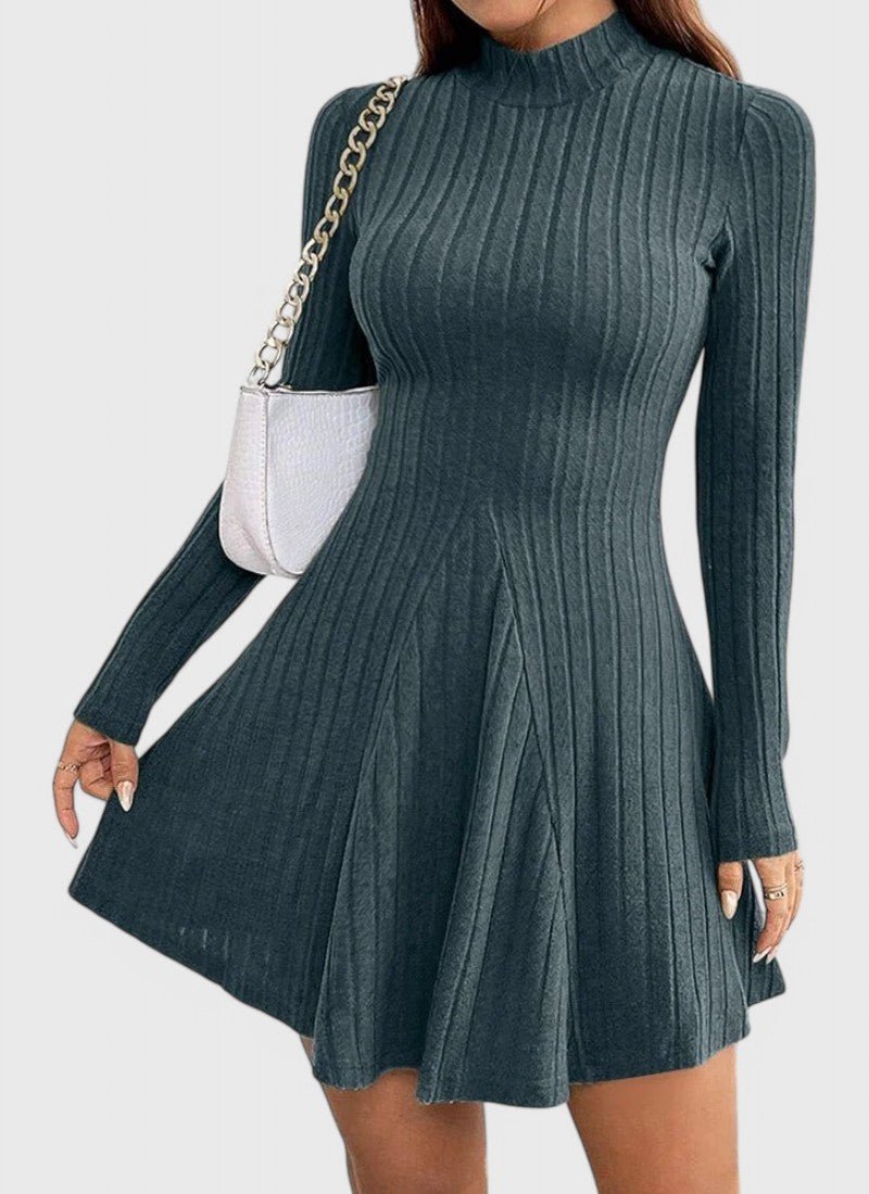 CLARA HIGH-NECK A-LINE MINI DRESS