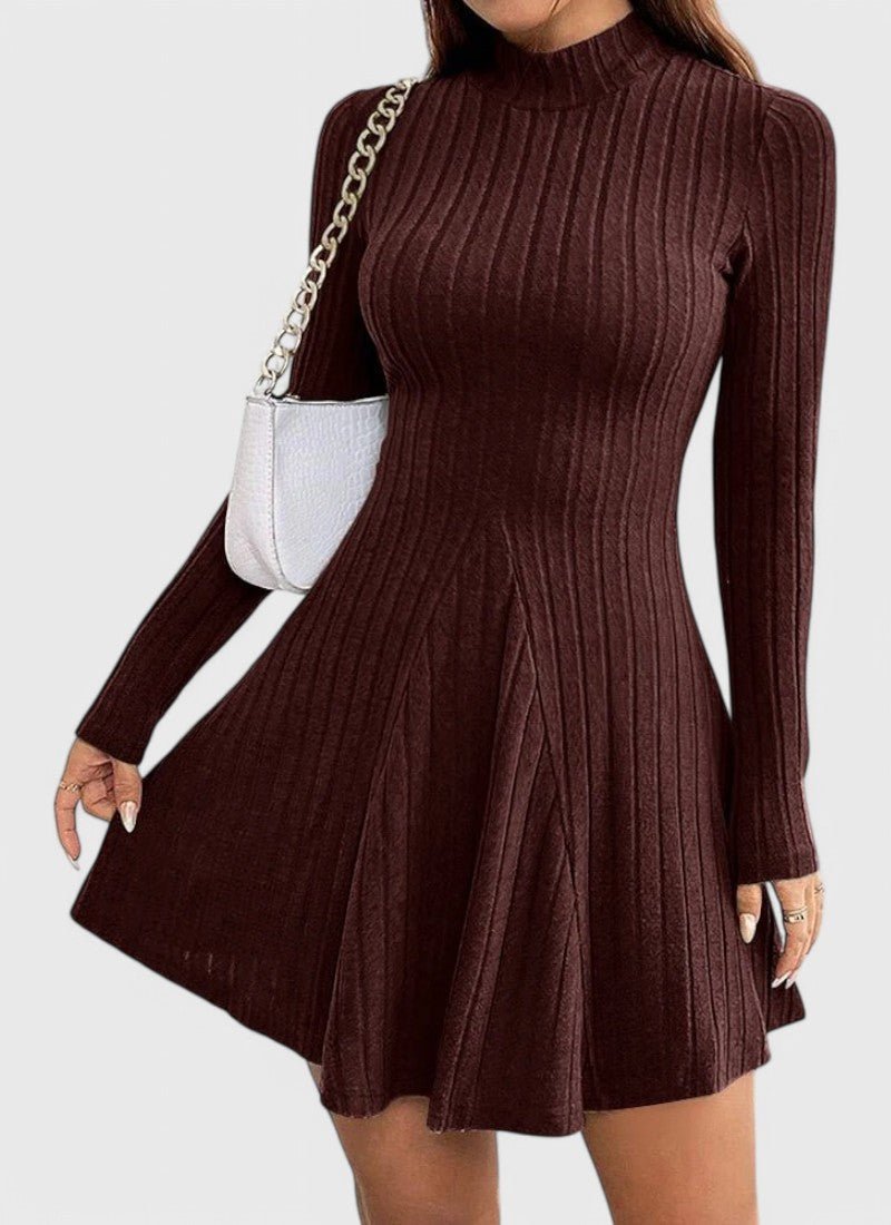 CLARA HIGH-NECK A-LINE MINI DRESS