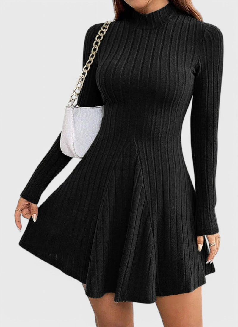 CLARA HIGH-NECK A-LINE MINI DRESS