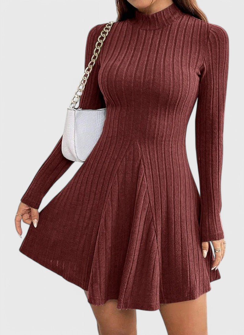 CLARA HIGH-NECK A-LINE MINI DRESS