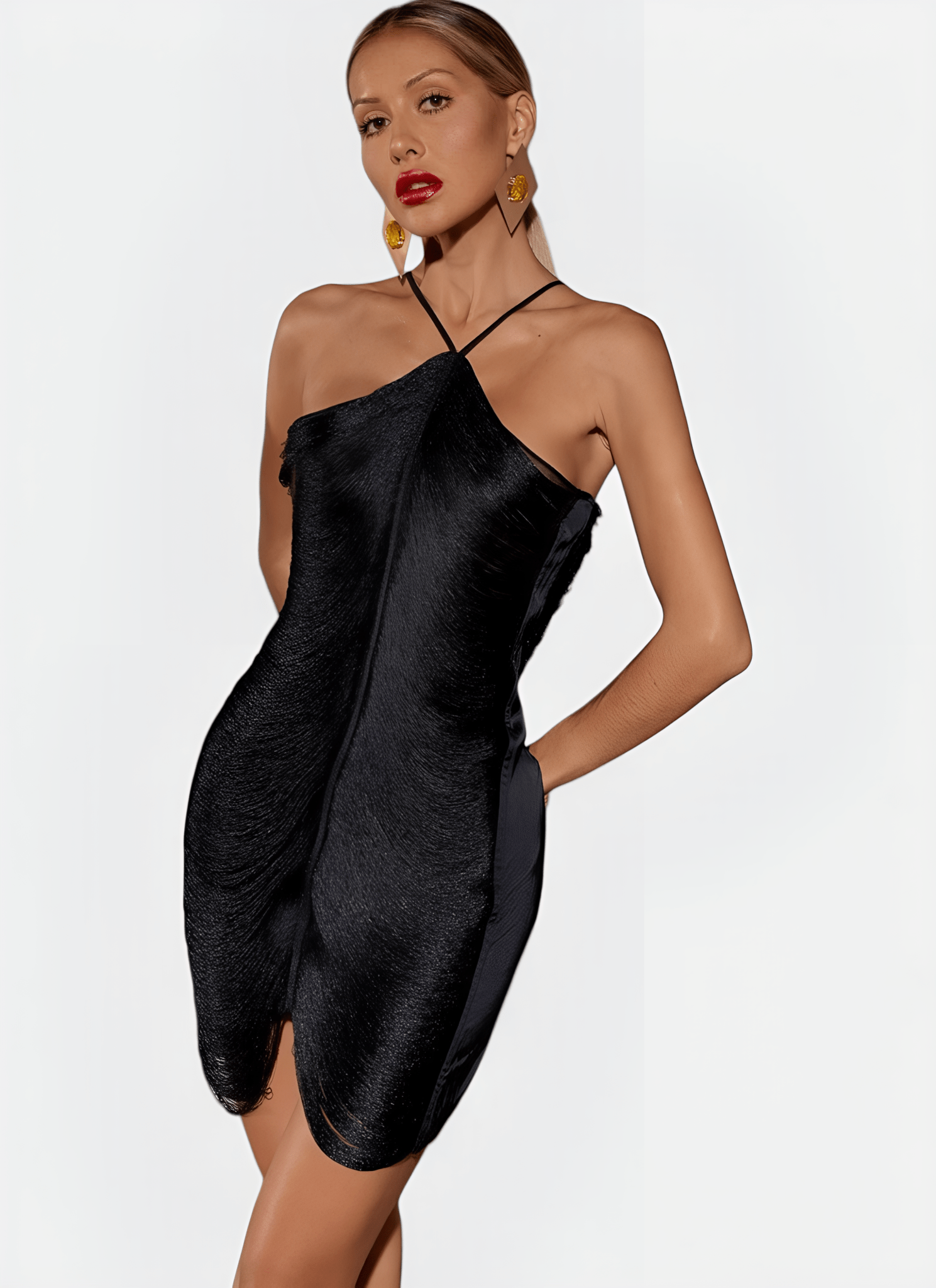 ELISE HALTER TASSEL MINI DRESS