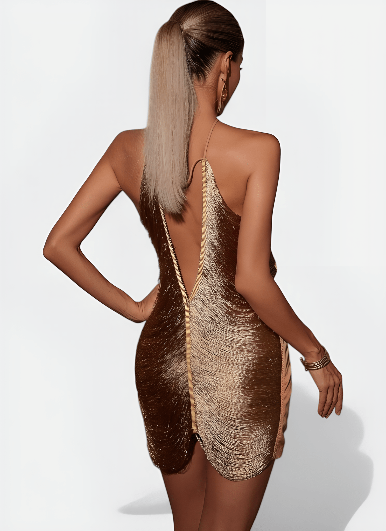 ELISE HALTER TASSEL MINI DRESS