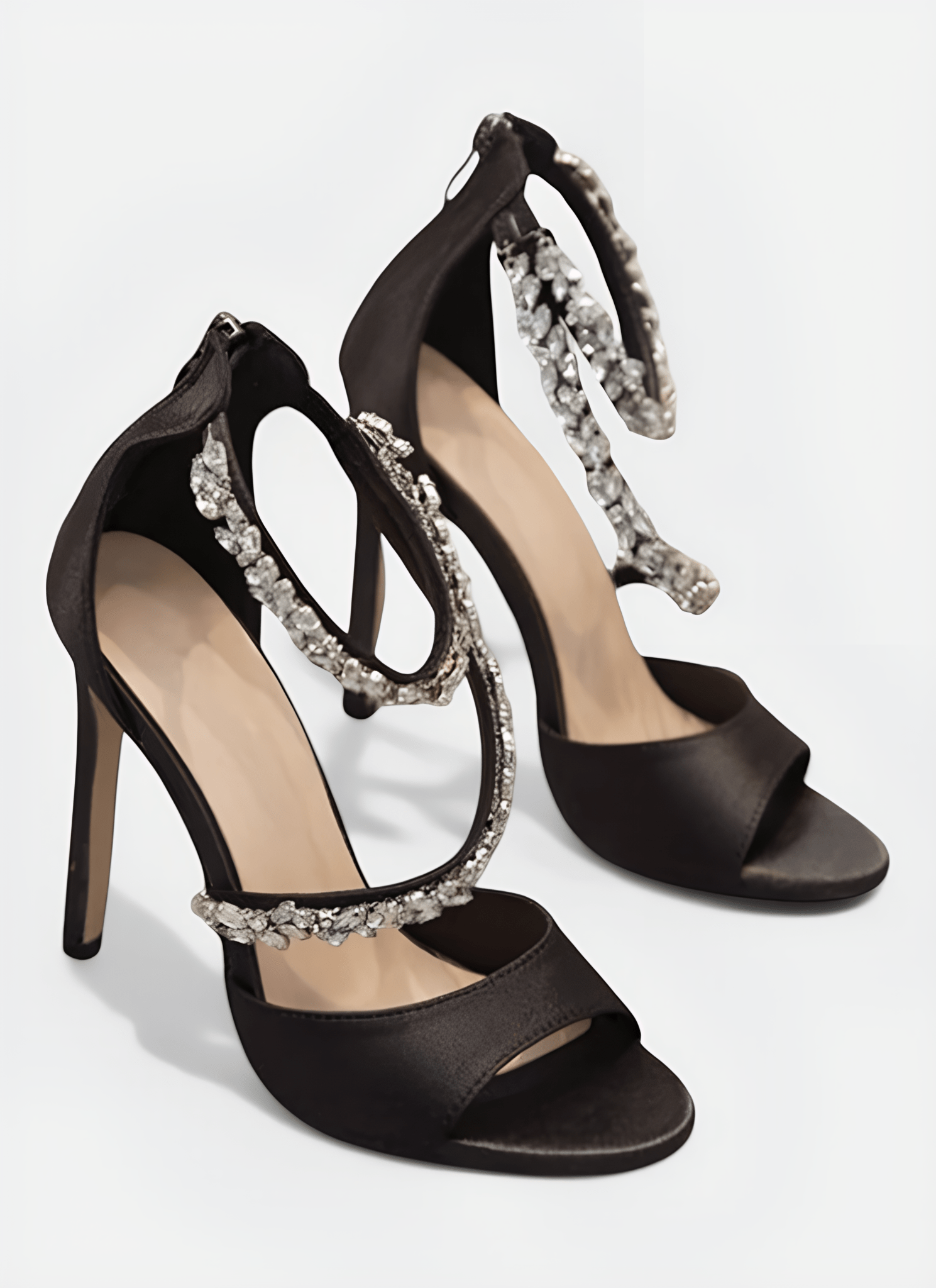 INLAY STONE POINTED HIGH HEELS