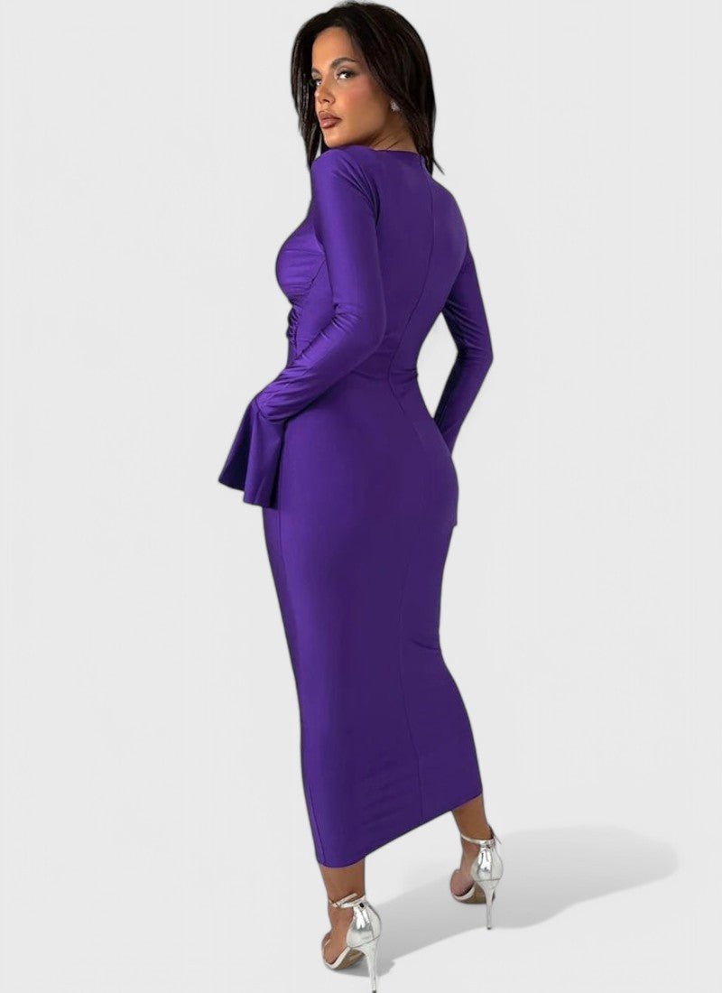 LILA V-NECK ANKLE-LENGTH DRESS