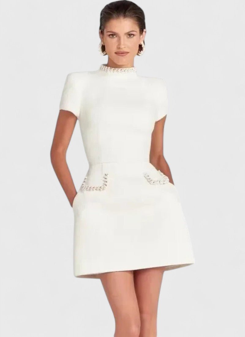 MELIA A-LINE MINI DRESS LUXURY CITY STYLE