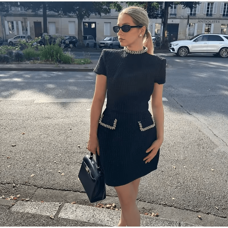 MELIA A-LINE MINI DRESS LUXURY CITY STYLE