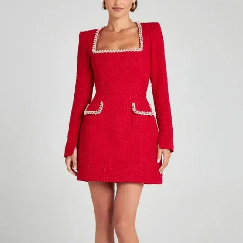 MELIA A-LINE MINI DRESS LUXURY CITY STYLE