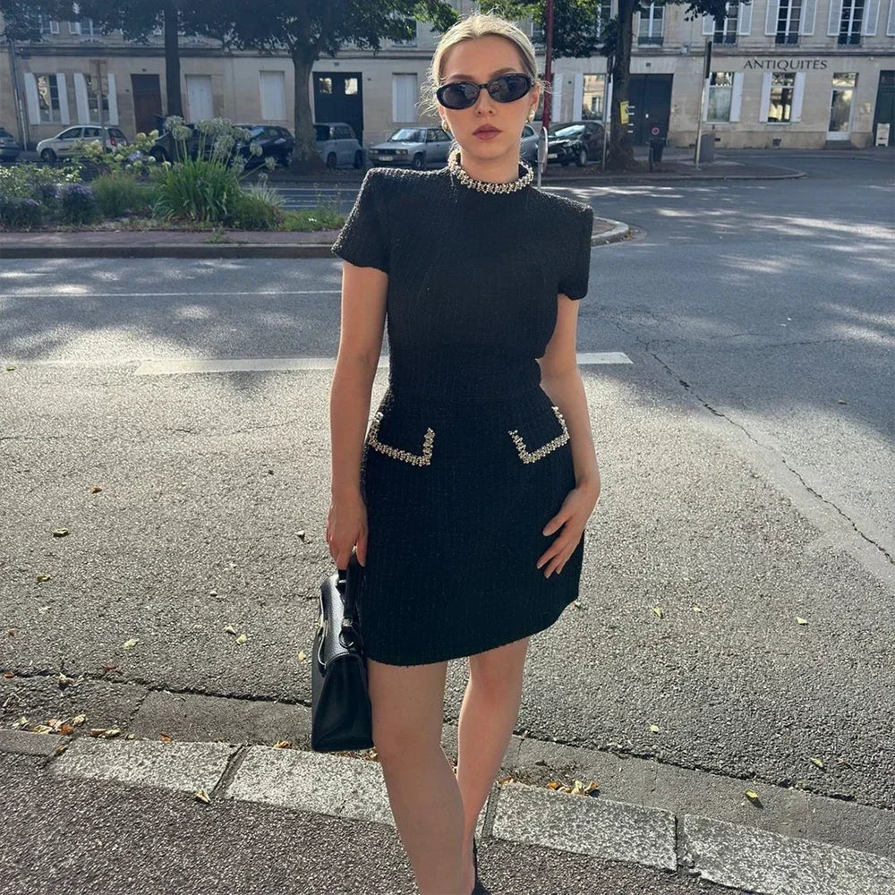 MELIA A-LINE MINI DRESS LUXURY CITY STYLE