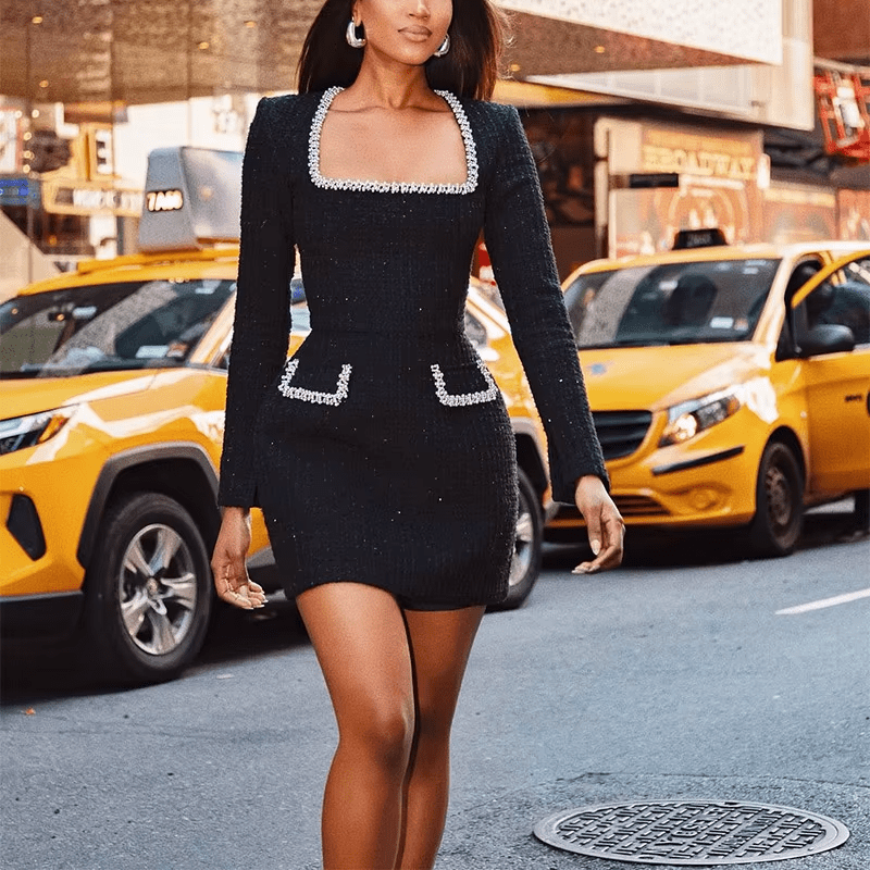 MELIA A-LINE MINI DRESS LUXURY CITY STYLE
