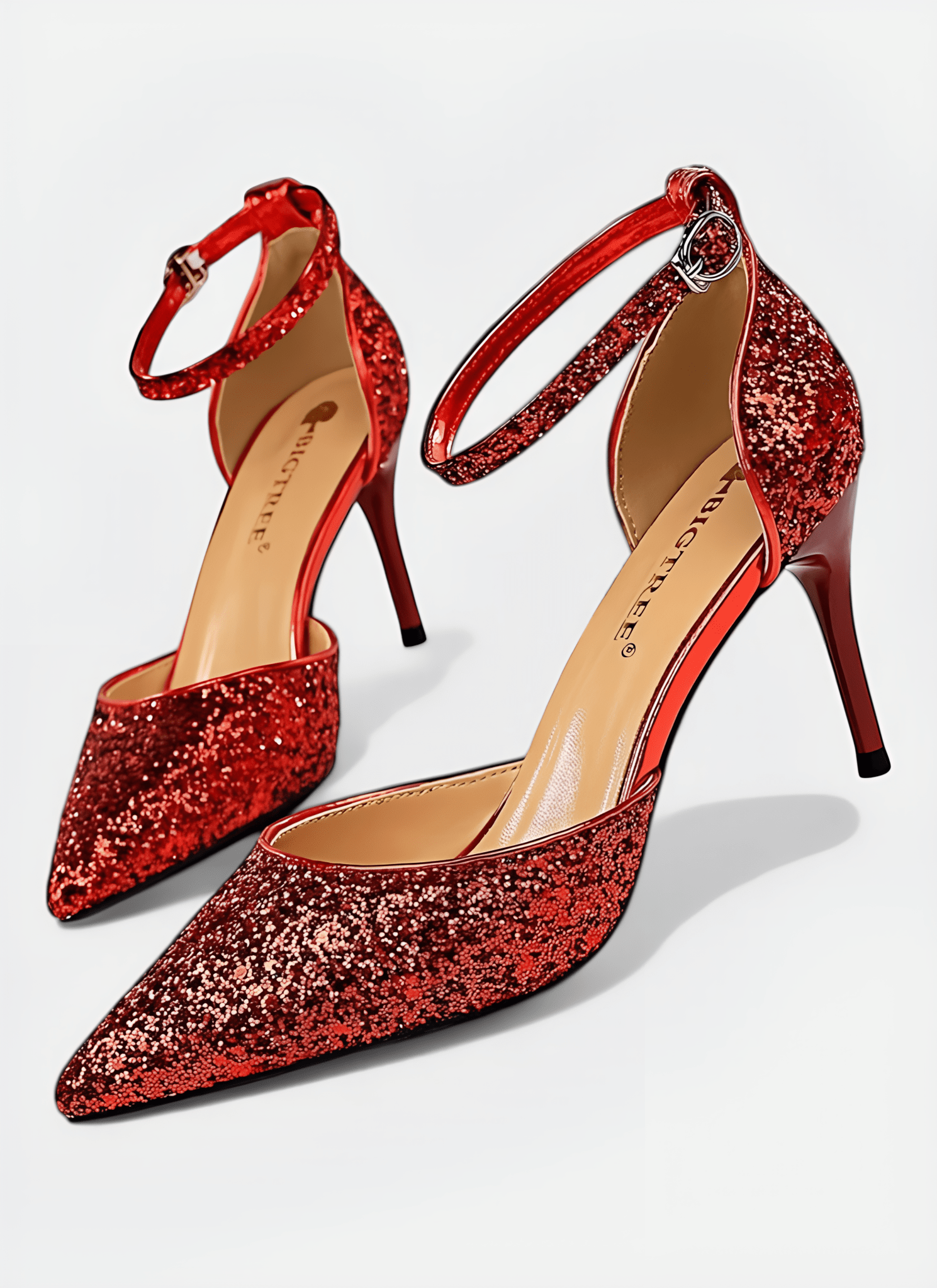 METAL THIN BUCKLE SEQUINS HIGH HEEL SANDALS