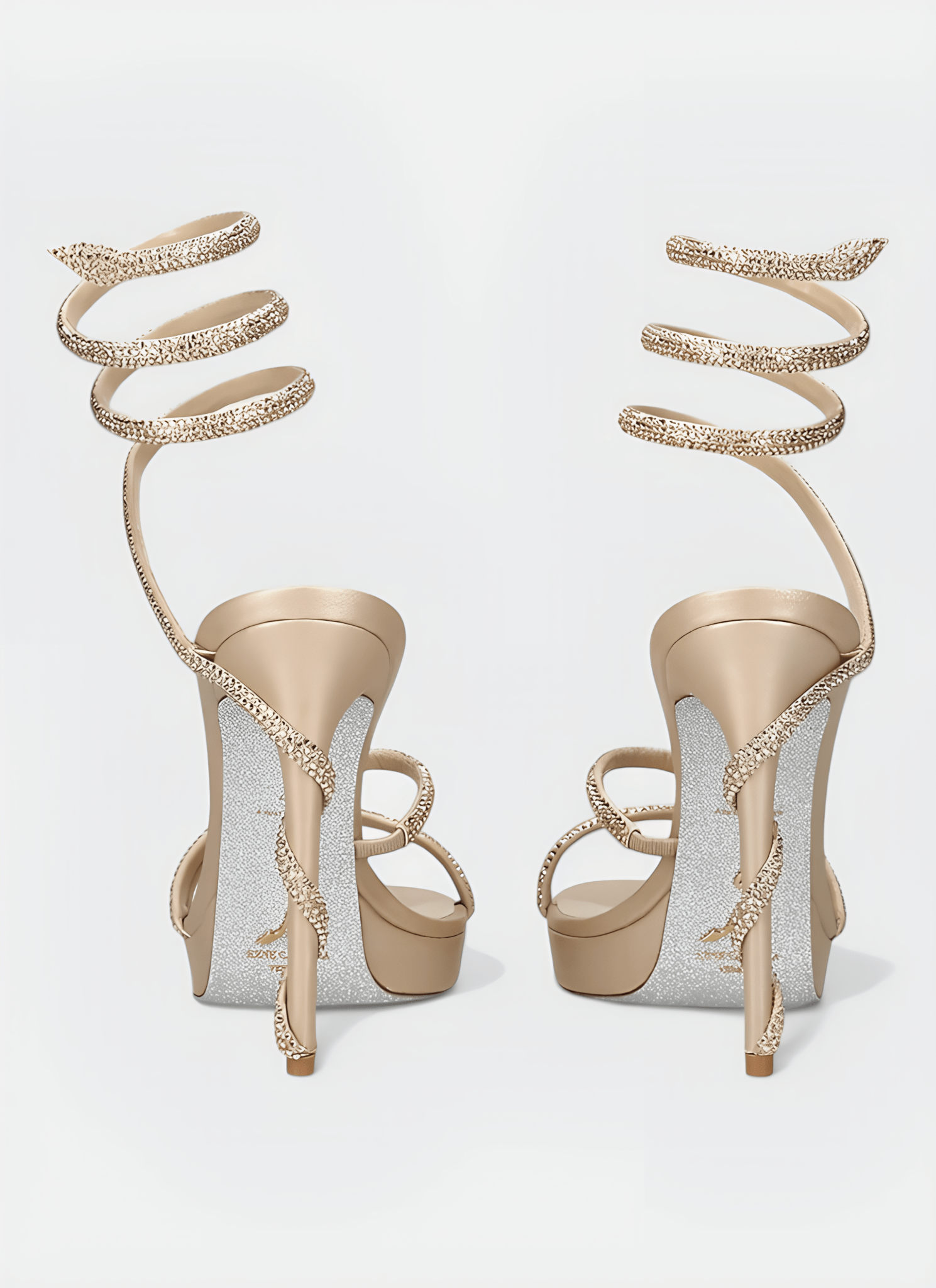 METAL THIN BUCKLE SEQUINS HIGH HEEL SANDALS