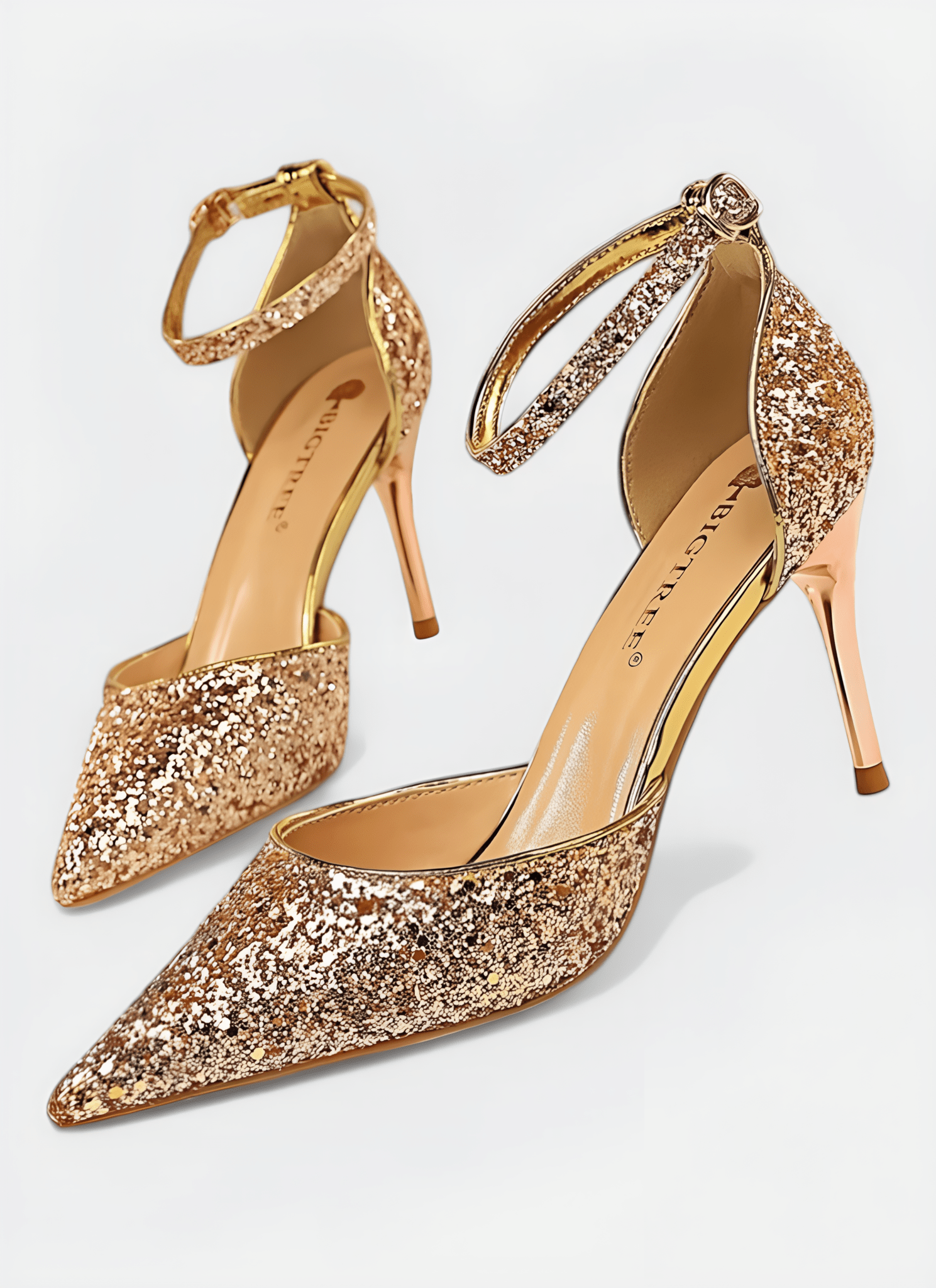 METAL THIN BUCKLE SEQUINS HIGH HEEL SANDALS