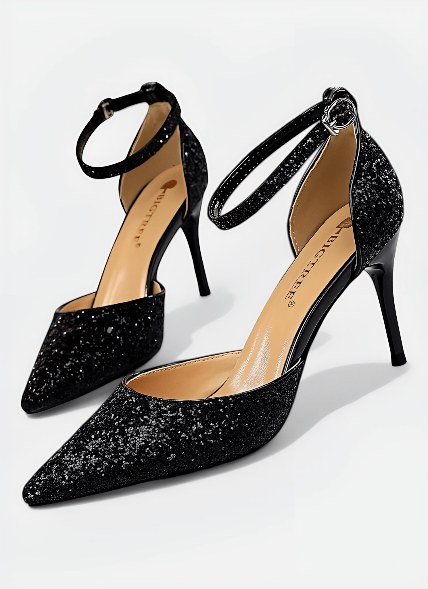 METAL THIN BUCKLE SEQUINS HIGH HEEL SANDALS