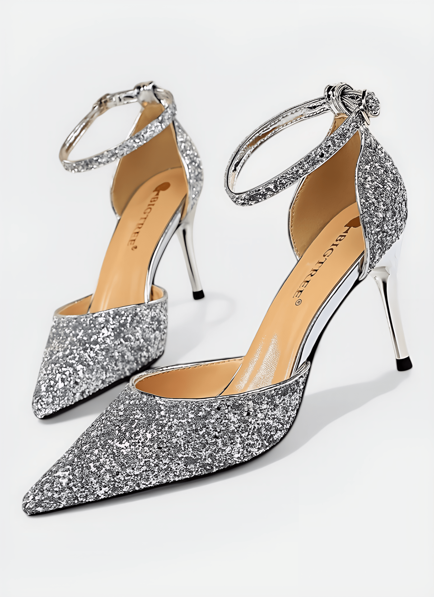 METAL THIN BUCKLE SEQUINS HIGH HEEL SANDALS
