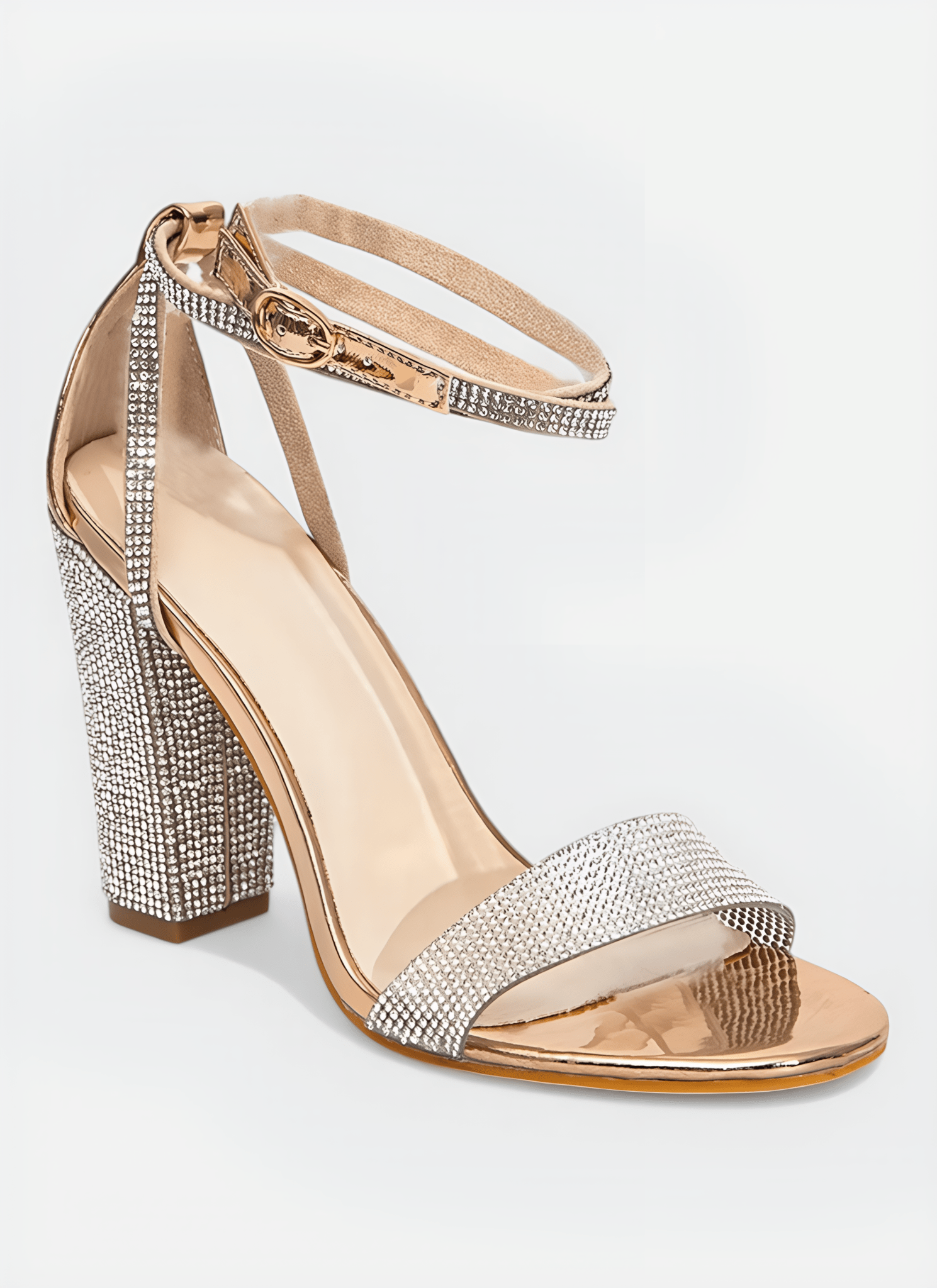 RHINESTONE CHUNKY HIGH HEELS