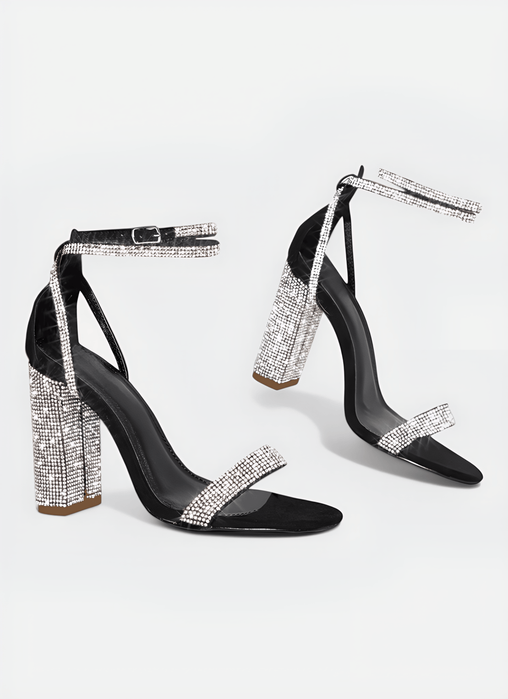 RHINESTONE CHUNKY HIGH HEELS