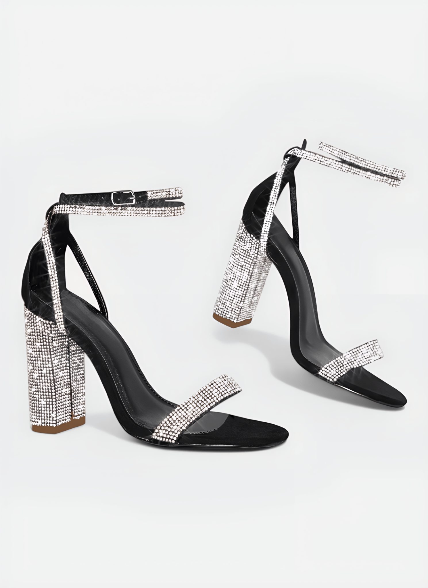RHINESTONE CHUNKY HIGH HEELS