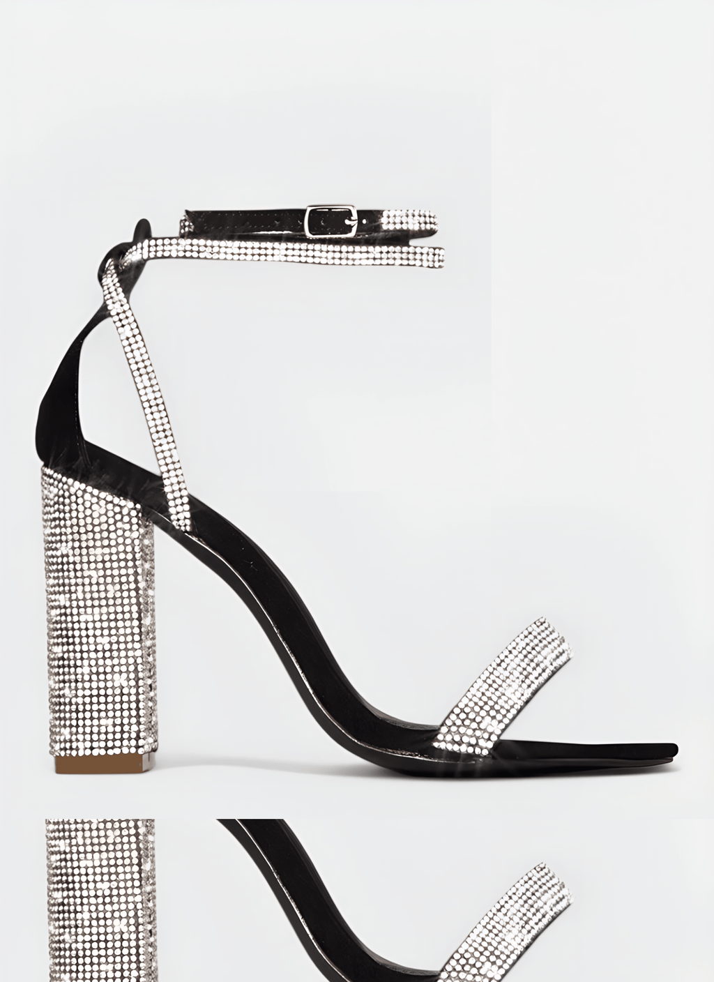 RHINESTONE CHUNKY HIGH HEELS