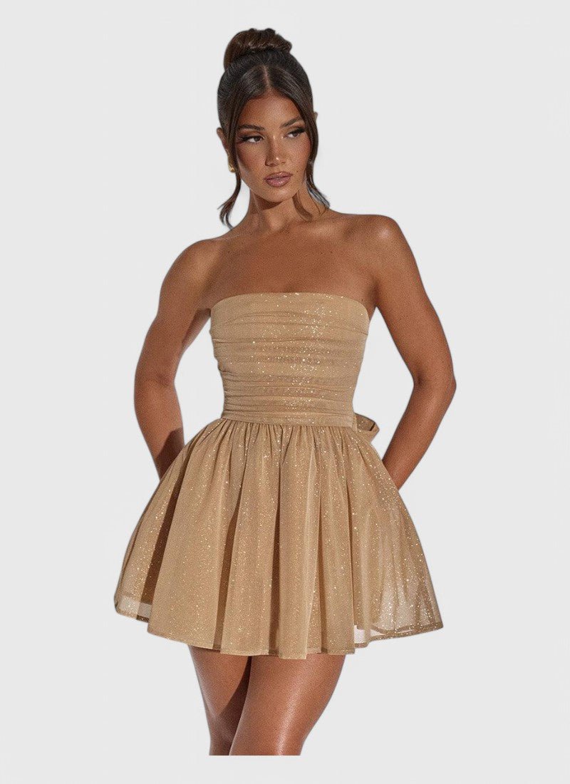 RUCHED BOWKNOT SLEEVELESS KNIT DRESS