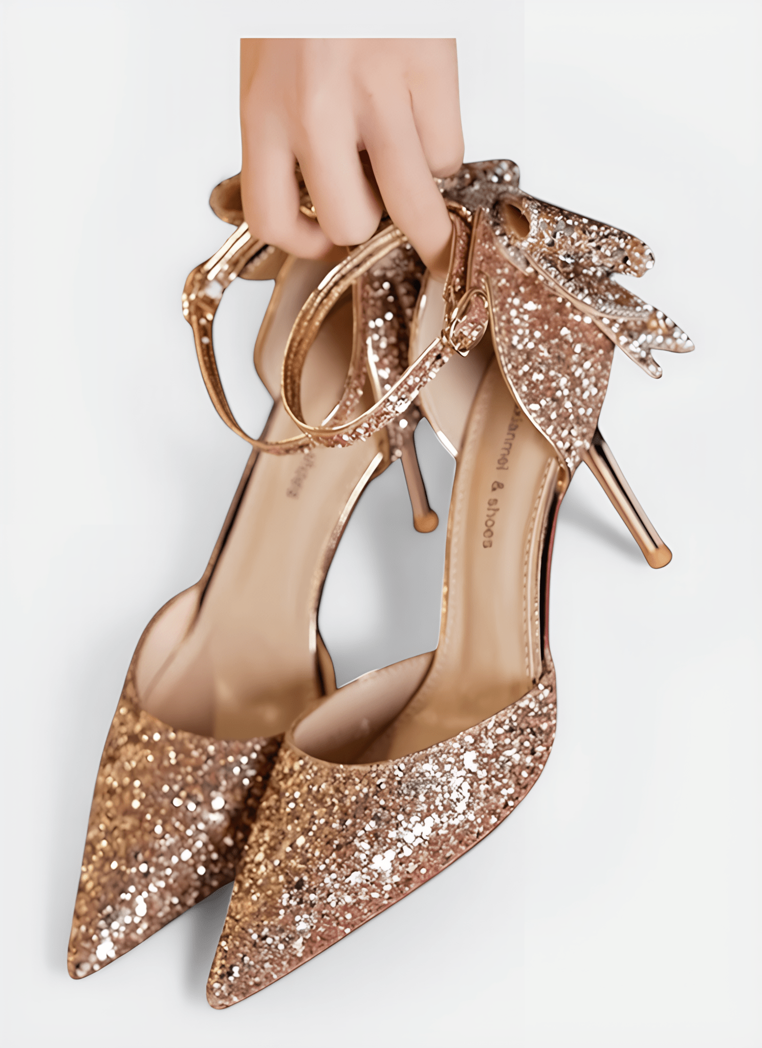 SEQUIN & BOW DECOR POINT TOE HEELED PUMPS
