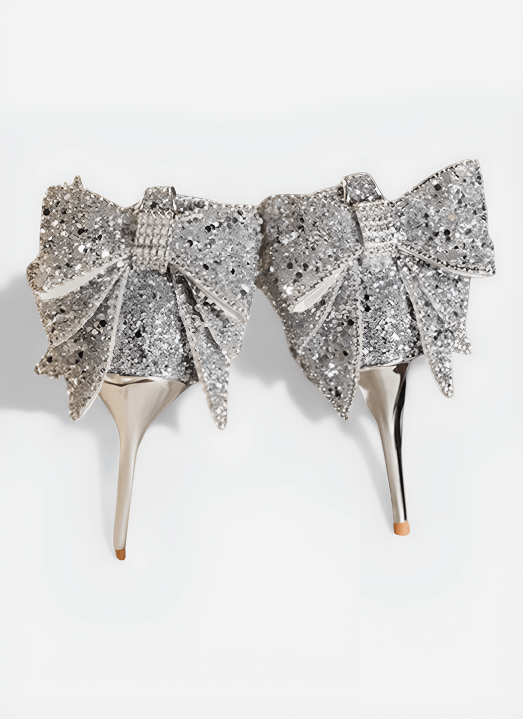SEQUIN & BOW DECOR POINT TOE HEELED PUMPS