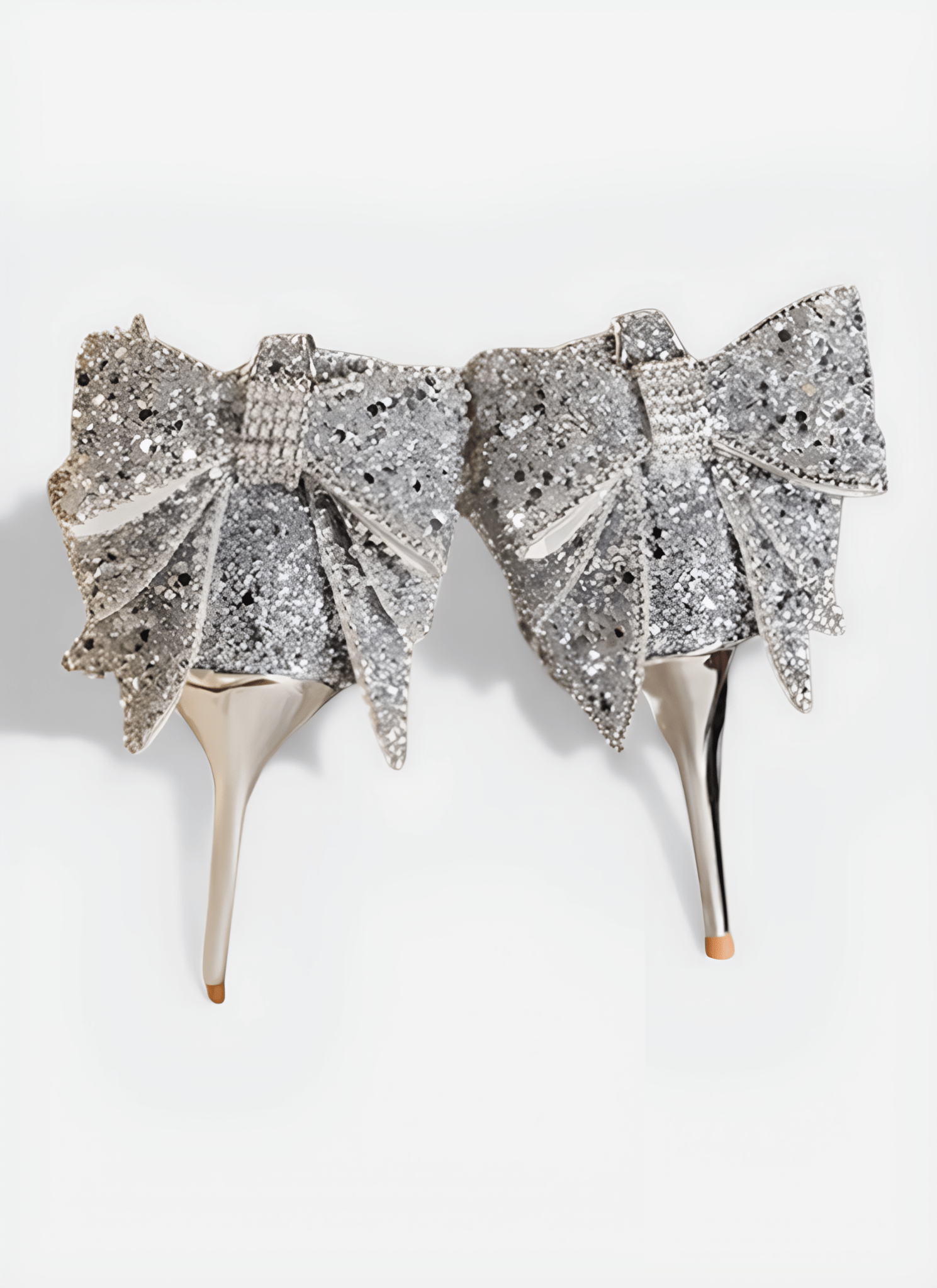 SEQUIN & BOW DECOR POINT TOE HEELED PUMPS