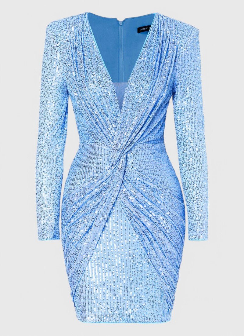 V-NECK SEQUIN MINI COCKTAIL DRESS